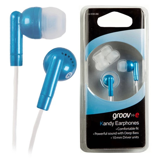 Groov-e Kandy Earphones + Earbuds - Blue 