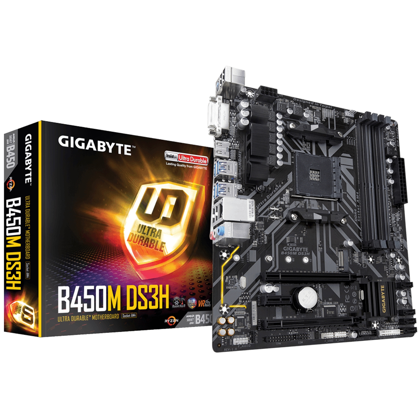 Gigabyte B450M DS3H AMD Socket AM4 Micro ATX DVI-D/HDMI DDR4 USB 3.1