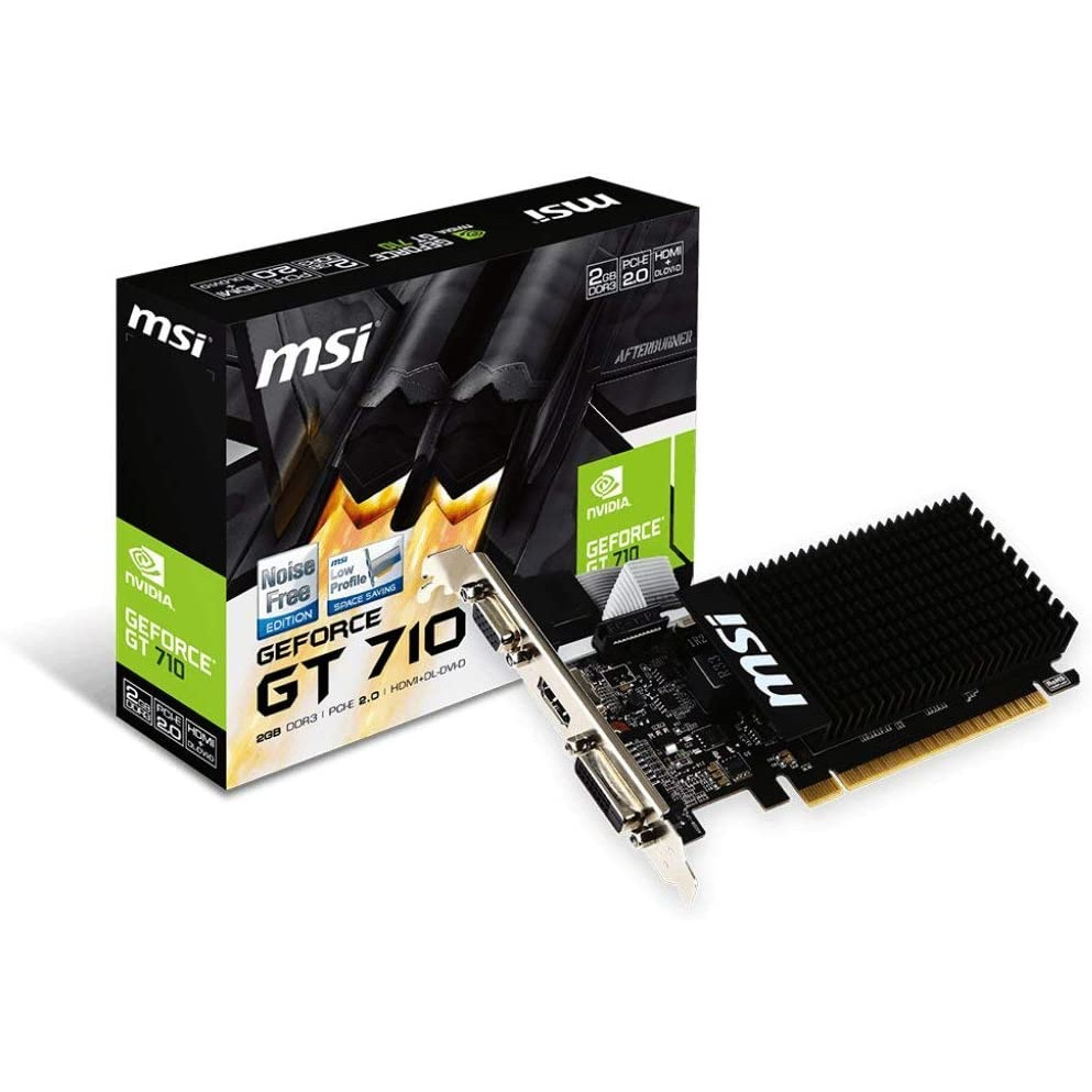 MSI NVIDIA GEFORCE GT 710 2GD3H LP Graphics Card '2GB DDR3, 954MHz, Low Profile, Low Consumption, VG