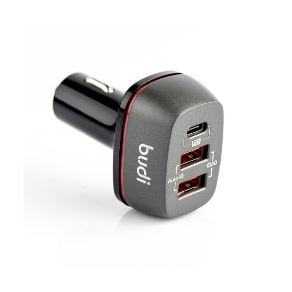 BUDI Car Charger Type C & 2x USB 3.0 20w