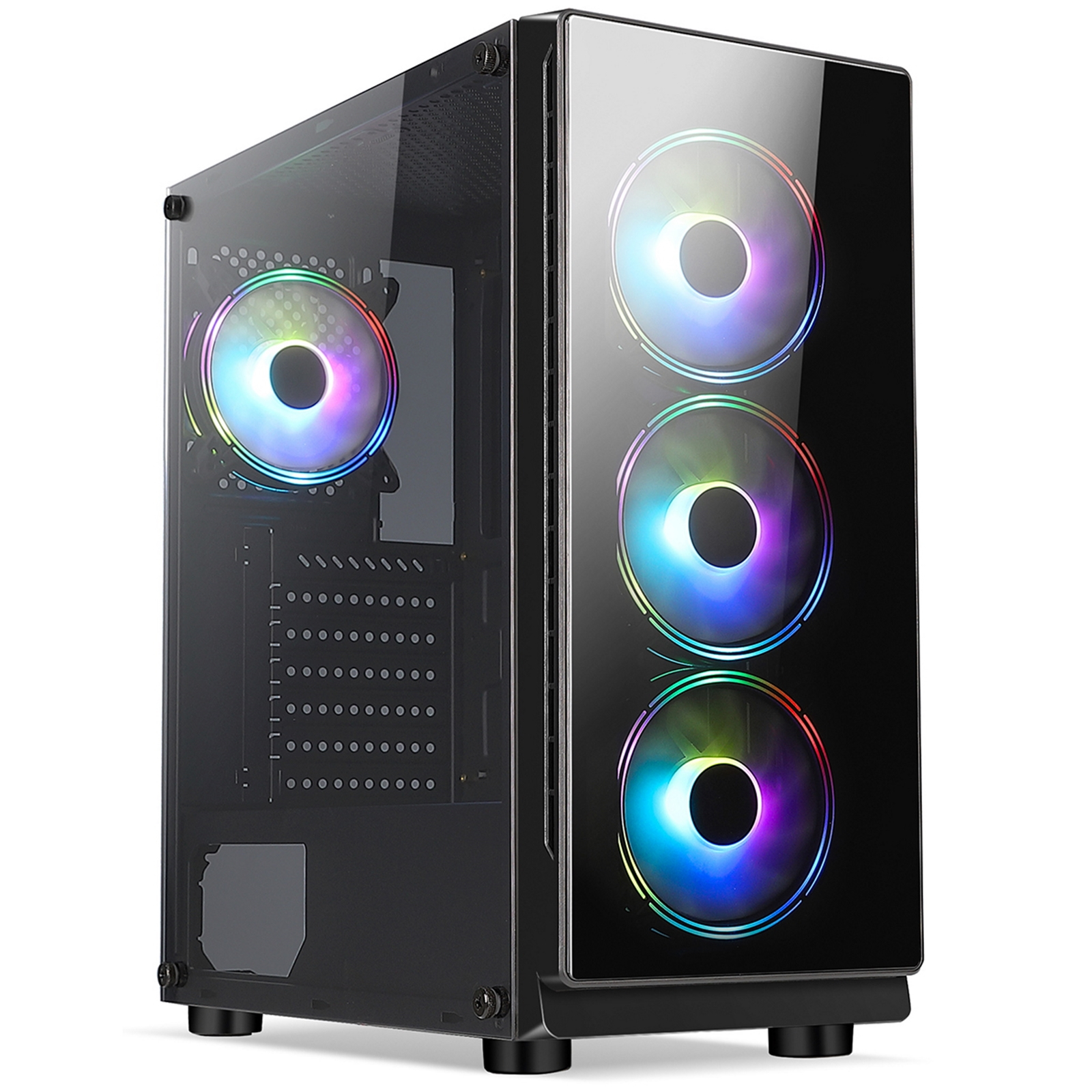 CRONUS Achos Case, Gaming, Black, Mid Tower, 1 x USB 3.0 / 2 x USB 2.0, Tempered Glass Side & Front 